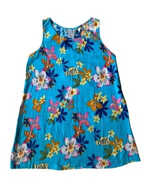 Vintage Desert Shores Turquoise Floral Tank Dress